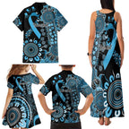 Prostate Cancer Awareness Personalised Family Matching Tank Maxi Dress and Hawaiian Shirt Aboriginal Ribbon Dot Painting