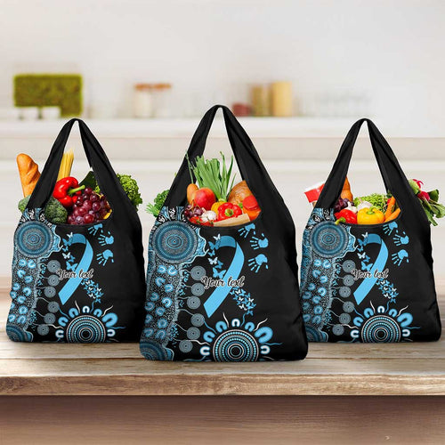 Prostate Cancer Awareness Personalised Grocery Bag Aboriginal Ribbon Dot Painting