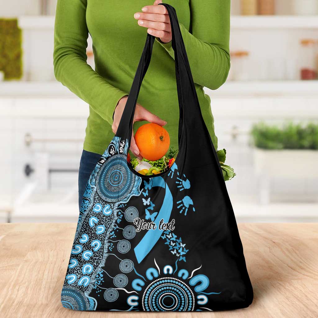Prostate Cancer Awareness Personalised Grocery Bag Aboriginal Ribbon Dot Painting
