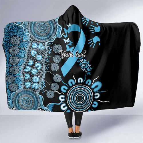 Prostate Cancer Awareness Personalised Hooded Blanket Aboriginal Ribbon Dot Painting
