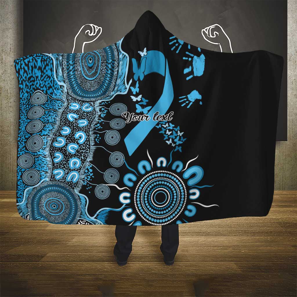 Prostate Cancer Awareness Personalised Hooded Blanket Aboriginal Ribbon Dot Painting
