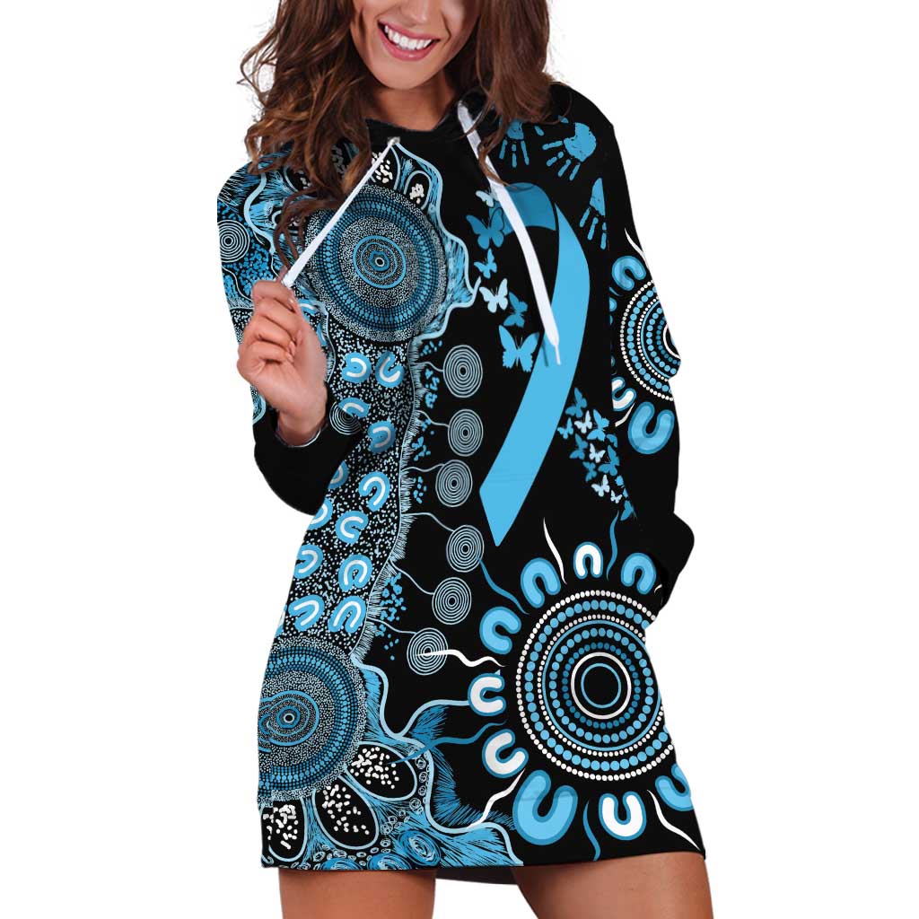 Prostate Cancer Awareness Personalised Hoodie Dress Aboriginal Ribbon Dot Painting