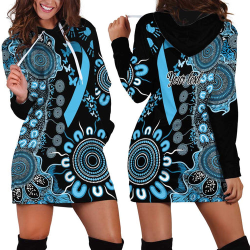 Prostate Cancer Awareness Personalised Hoodie Dress Aboriginal Ribbon Dot Painting