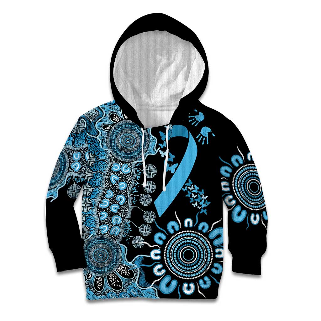 Prostate Cancer Awareness Personalised Kid Hoodie Aboriginal Ribbon Dot Painting