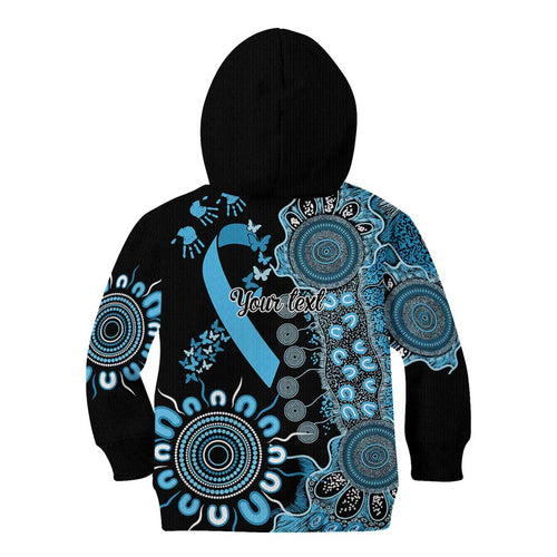 Prostate Cancer Awareness Personalised Kid Hoodie Aboriginal Ribbon Dot Painting