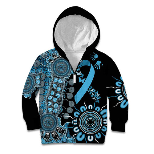 Prostate Cancer Awareness Personalised Kid Hoodie Aboriginal Ribbon Dot Painting