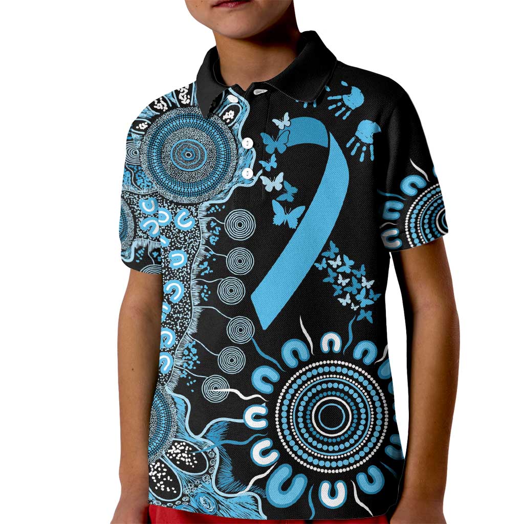 Prostate Cancer Awareness Personalised Kid Polo Shirt Aboriginal Ribbon Dot Painting