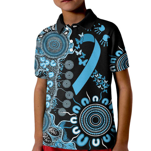 Prostate Cancer Awareness Personalised Kid Polo Shirt Aboriginal Ribbon Dot Painting