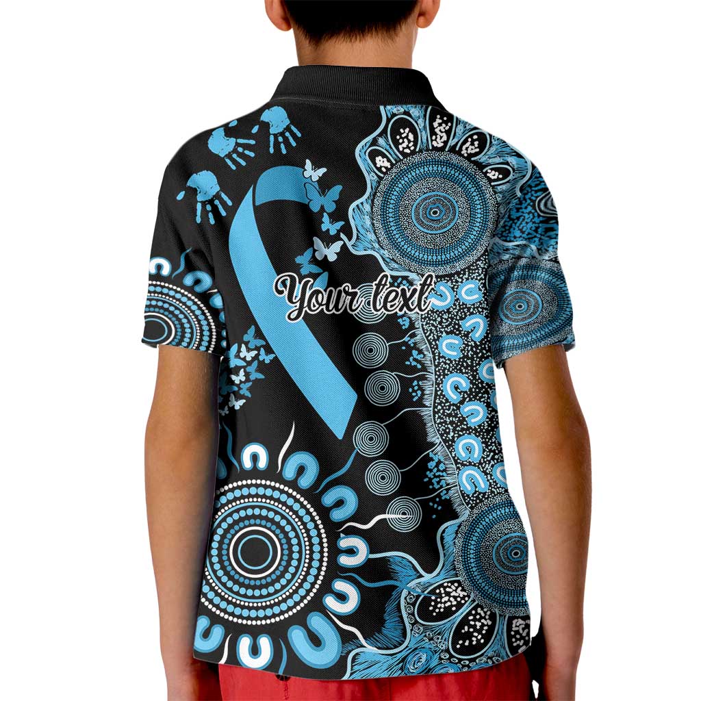 Prostate Cancer Awareness Personalised Kid Polo Shirt Aboriginal Ribbon Dot Painting