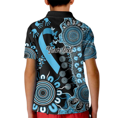 Prostate Cancer Awareness Personalised Kid Polo Shirt Aboriginal Ribbon Dot Painting
