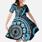 Prostate Cancer Awareness Personalised Kid Short Sleeve Dress Aboriginal Ribbon Dot Painting