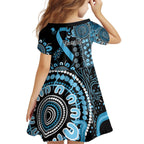 Prostate Cancer Awareness Personalised Kid Short Sleeve Dress Aboriginal Ribbon Dot Painting