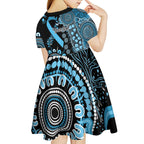 Prostate Cancer Awareness Personalised Kid Short Sleeve Dress Aboriginal Ribbon Dot Painting