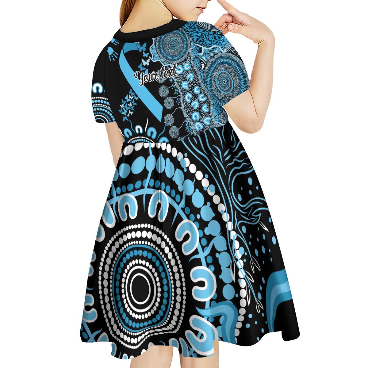 Prostate Cancer Awareness Personalised Kid Short Sleeve Dress Aboriginal Ribbon Dot Painting