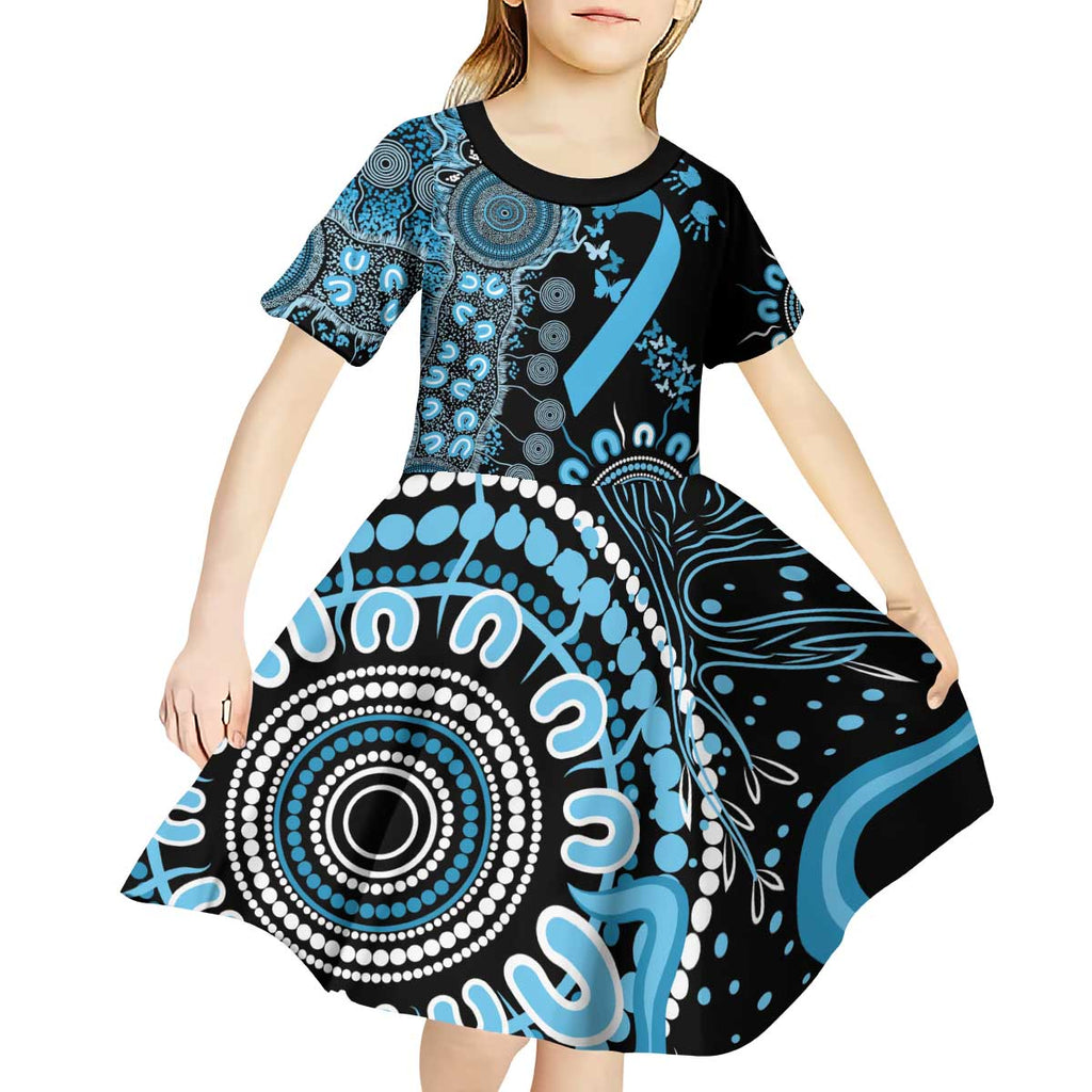 Prostate Cancer Awareness Personalised Kid Short Sleeve Dress Aboriginal Ribbon Dot Painting