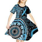 Prostate Cancer Awareness Personalised Kid Short Sleeve Dress Aboriginal Ribbon Dot Painting