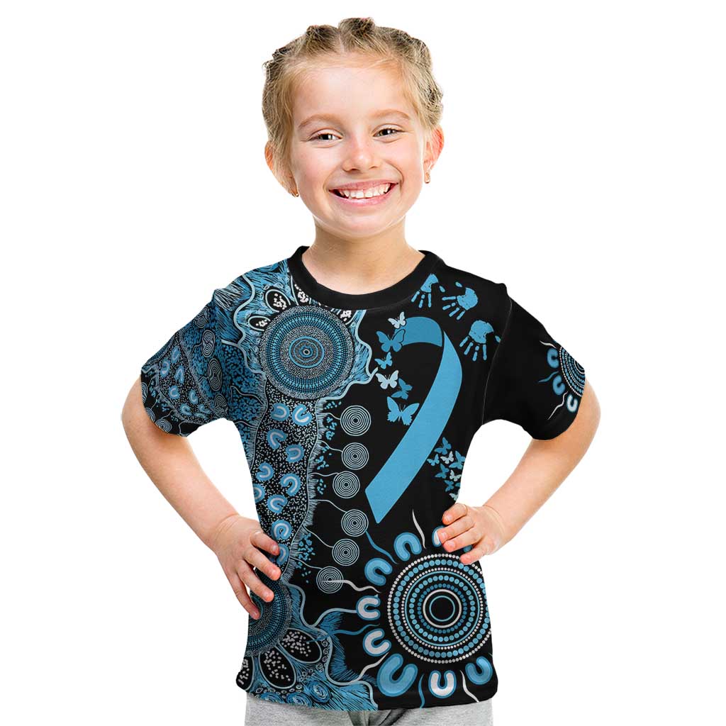 Prostate Cancer Awareness Personalised Kid T Shirt Aboriginal Ribbon Dot Painting