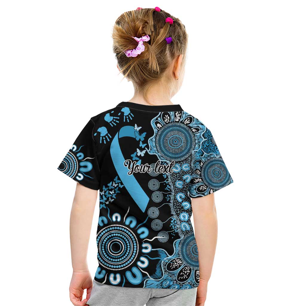 Prostate Cancer Awareness Personalised Kid T Shirt Aboriginal Ribbon Dot Painting