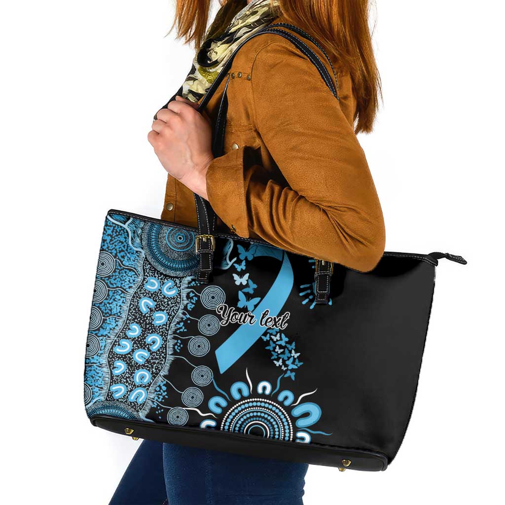 Prostate Cancer Awareness Personalised Leather Tote Bag Aboriginal Ribbon Dot Painting