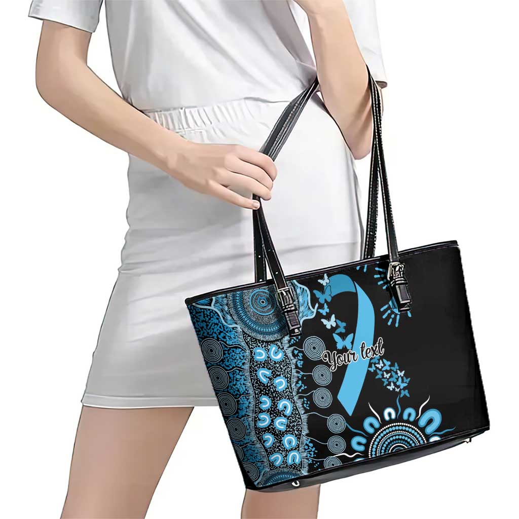 Prostate Cancer Awareness Personalised Leather Tote Bag Aboriginal Ribbon Dot Painting