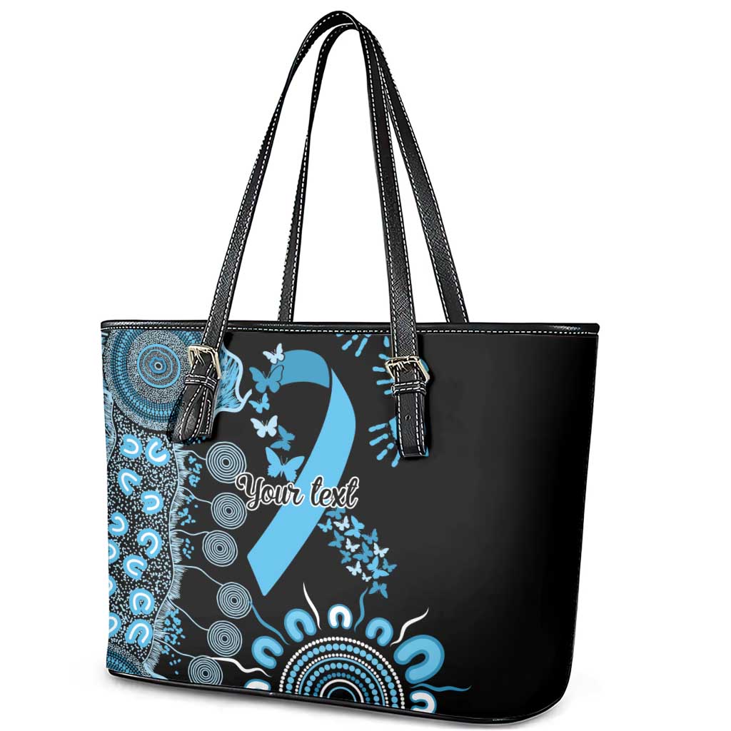 Prostate Cancer Awareness Personalised Leather Tote Bag Aboriginal Ribbon Dot Painting