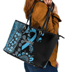 Prostate Cancer Awareness Personalised Leather Tote Bag Aboriginal Ribbon Dot Painting