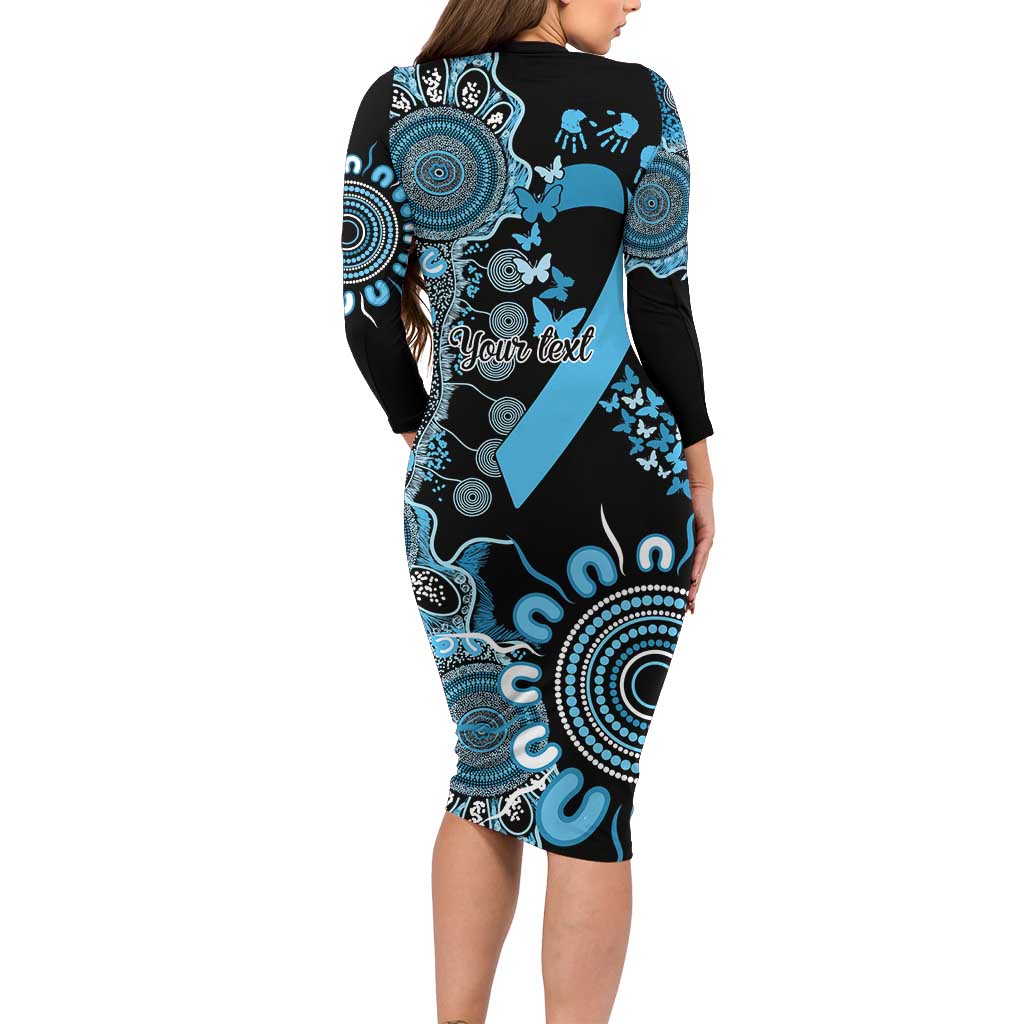 Prostate Cancer Awareness Personalised Long Sleeve Bodycon Dress Aboriginal Ribbon Dot Painting