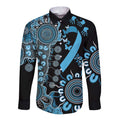 Prostate Cancer Awareness Personalised Long Sleeve Button Shirt Aboriginal Ribbon Dot Painting