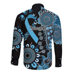 Prostate Cancer Awareness Personalised Long Sleeve Button Shirt Aboriginal Ribbon Dot Painting