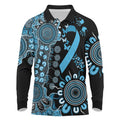 Prostate Cancer Awareness Personalised Long Sleeve Polo Shirt Aboriginal Ribbon Dot Painting