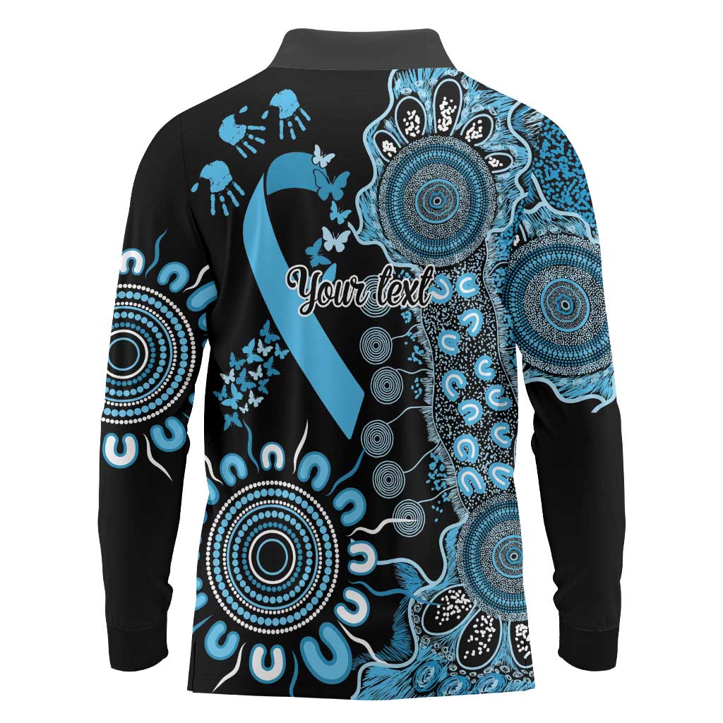 Prostate Cancer Awareness Personalised Long Sleeve Polo Shirt Aboriginal Ribbon Dot Painting