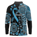 Prostate Cancer Awareness Personalised Long Sleeve Polo Shirt Aboriginal Ribbon Dot Painting