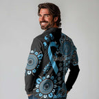 Prostate Cancer Awareness Personalised Long Sleeve Polo Shirt Aboriginal Ribbon Dot Painting