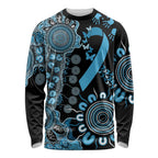 Prostate Cancer Awareness Personalised Long Sleeve Shirt Aboriginal Ribbon Dot Painting