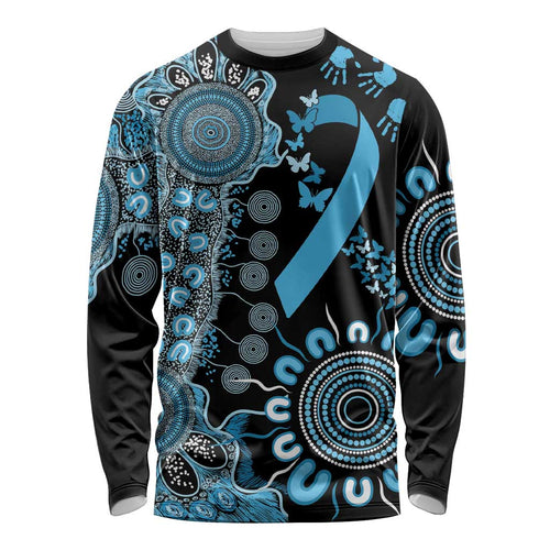 Prostate Cancer Awareness Personalised Long Sleeve Shirt Aboriginal Ribbon Dot Painting