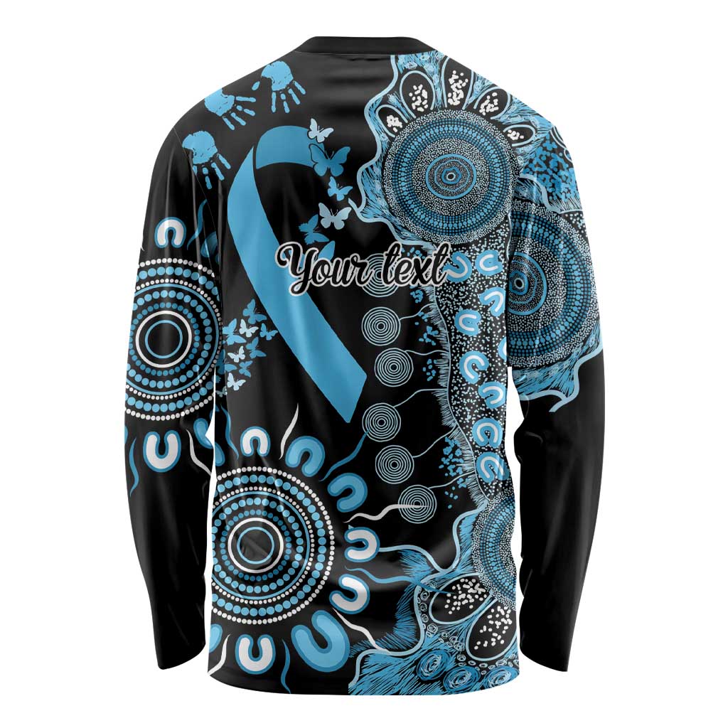 Prostate Cancer Awareness Personalised Long Sleeve Shirt Aboriginal Ribbon Dot Painting