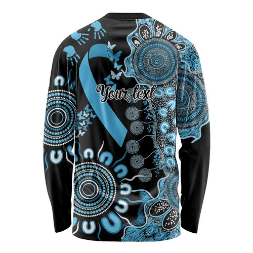Prostate Cancer Awareness Personalised Long Sleeve Shirt Aboriginal Ribbon Dot Painting