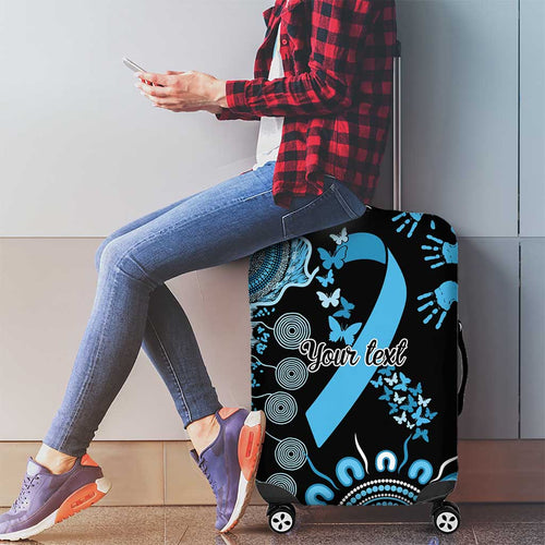 Prostate Cancer Awareness Personalised Luggage Cover Aboriginal Ribbon Dot Painting