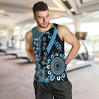 Prostate Cancer Awareness Personalised Men Tank Top Aboriginal Ribbon Dot Painting