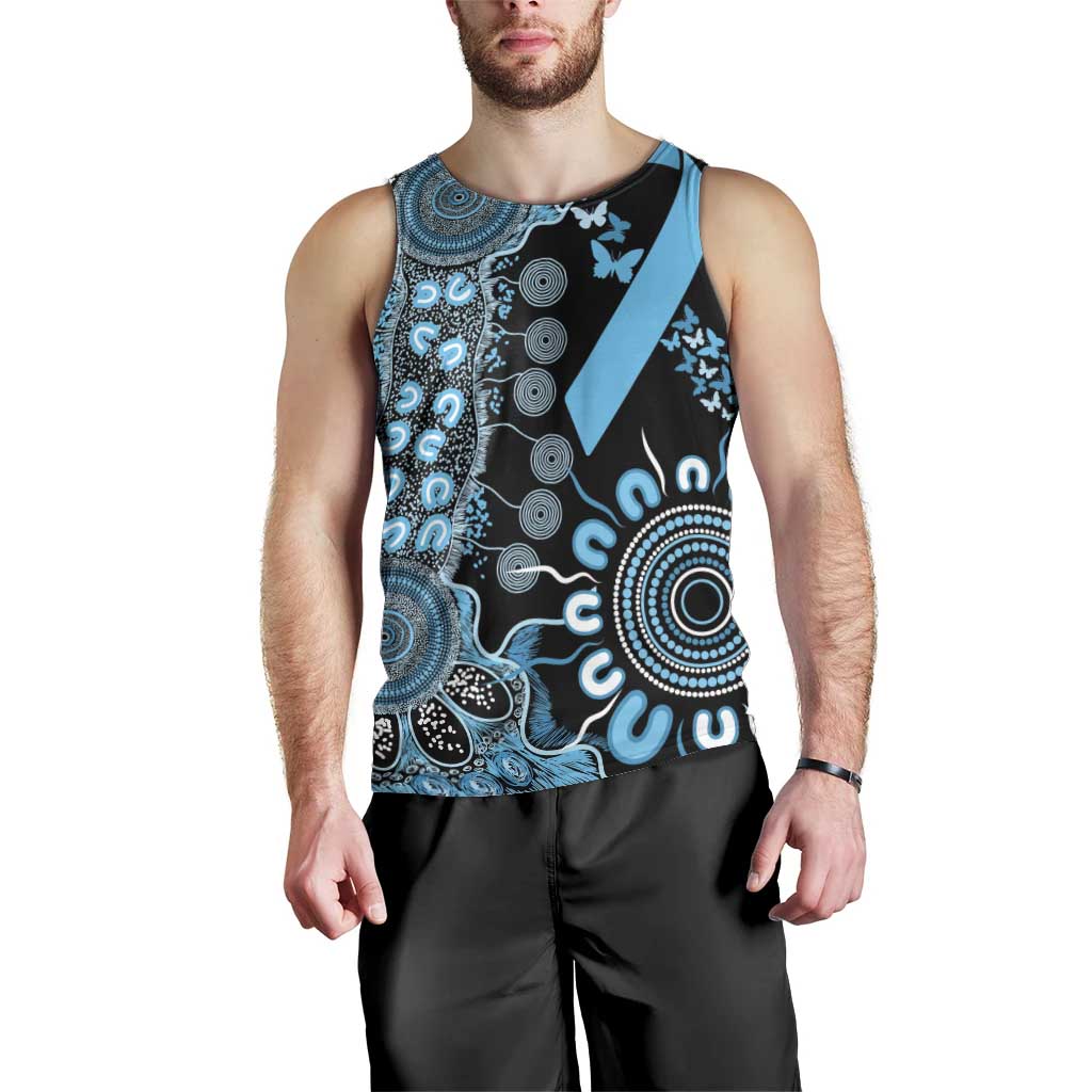 Prostate Cancer Awareness Personalised Men Tank Top Aboriginal Ribbon Dot Painting