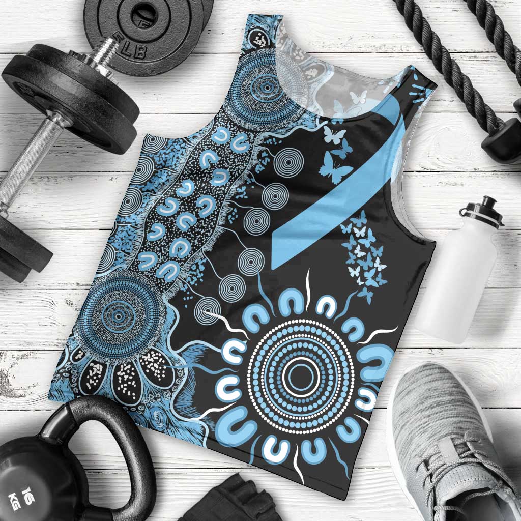Prostate Cancer Awareness Personalised Men Tank Top Aboriginal Ribbon Dot Painting