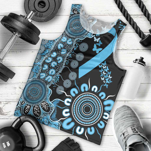 Prostate Cancer Awareness Personalised Men Tank Top Aboriginal Ribbon Dot Painting