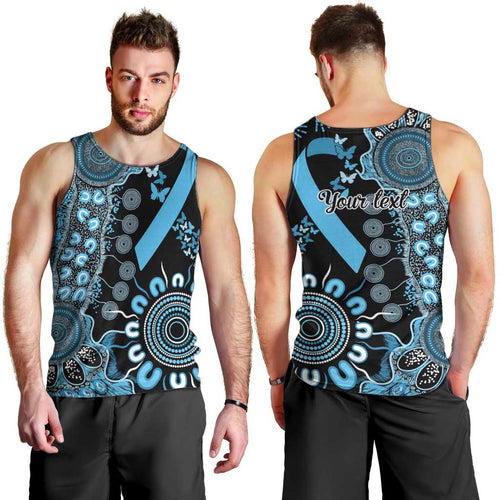 Prostate Cancer Awareness Personalised Men Tank Top Aboriginal Ribbon Dot Painting