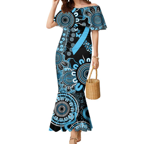 Prostate Cancer Awareness Personalised Mermaid Dress Aboriginal Ribbon Dot Painting