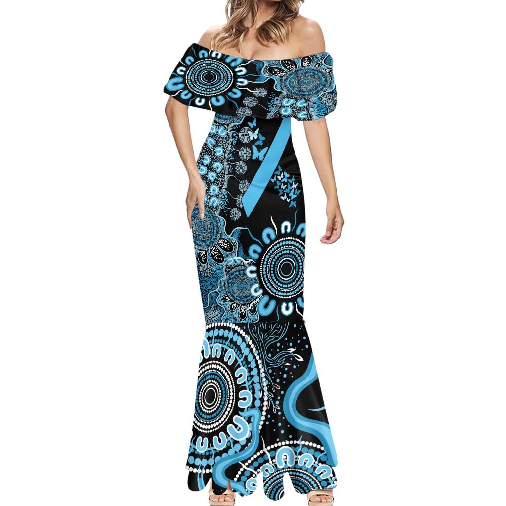 Prostate Cancer Awareness Personalised Mermaid Dress Aboriginal Ribbon Dot Painting