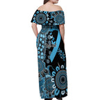 Prostate Cancer Awareness Personalised Off Shoulder Maxi Dress Aboriginal Ribbon Dot Painting