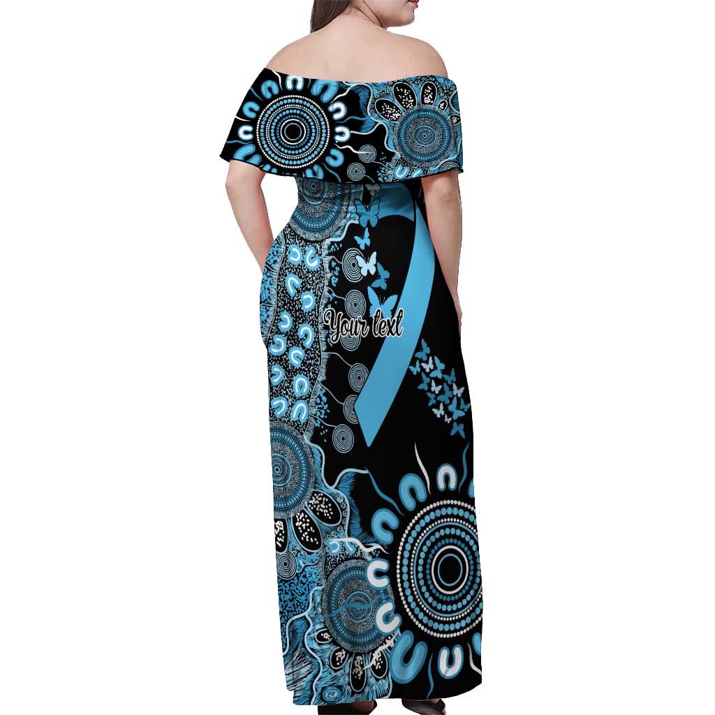 Prostate Cancer Awareness Personalised Off Shoulder Maxi Dress Aboriginal Ribbon Dot Painting