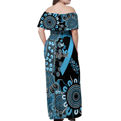 Prostate Cancer Awareness Personalised Off Shoulder Maxi Dress Aboriginal Ribbon Dot Painting