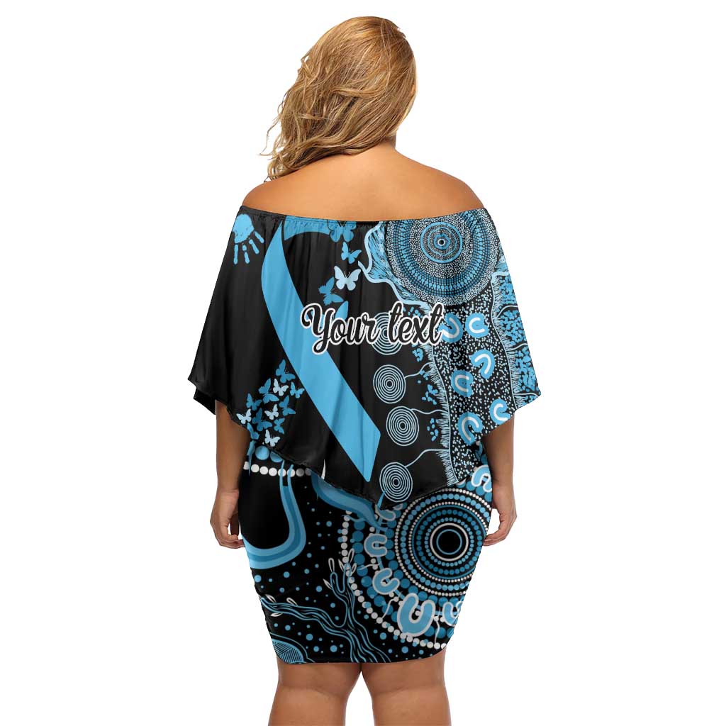 Prostate Cancer Awareness Personalised Off Shoulder Short Dress Aboriginal Ribbon Dot Painting