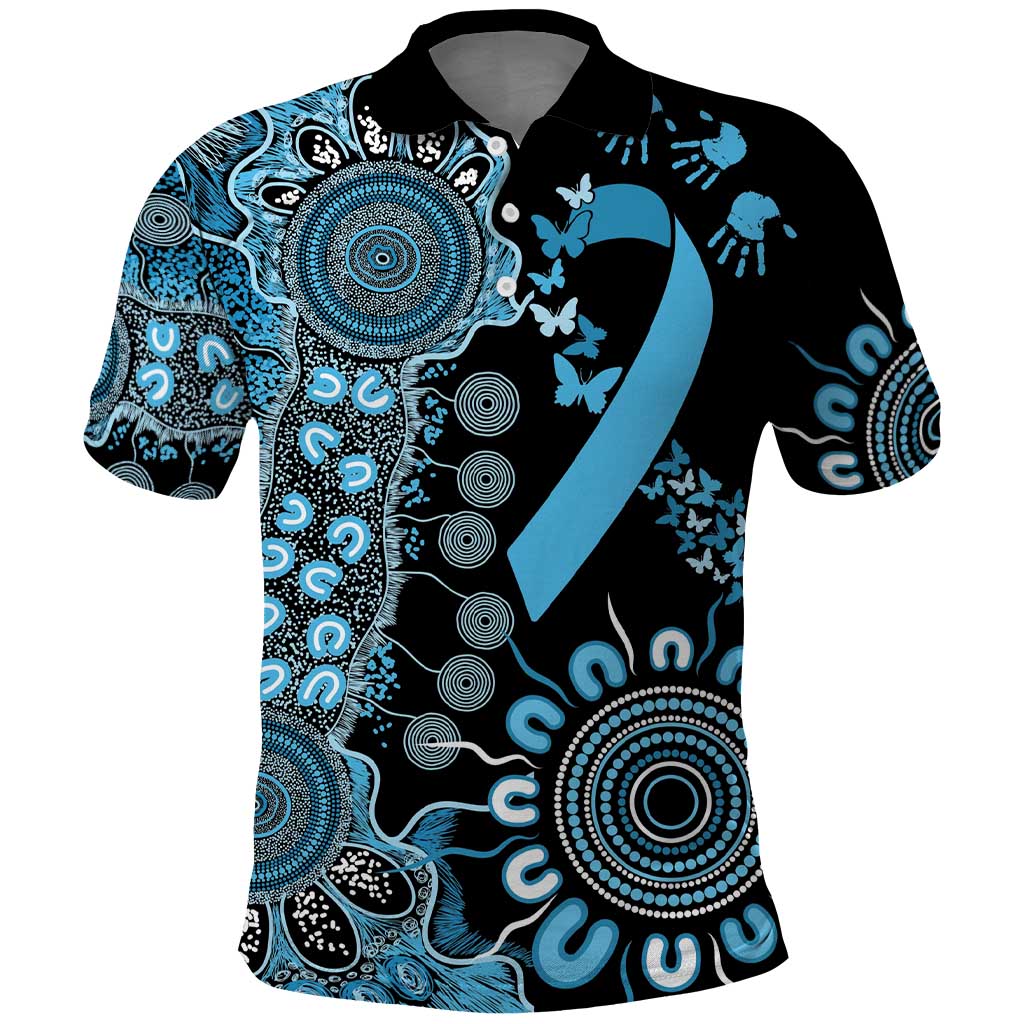 Prostate Cancer Awareness Personalised Polo Shirt Aboriginal Ribbon Dot Painting
